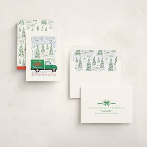 This is a evergreen non photo holiday cards with standard by Paper Sun Studio called moving along printing on signature in standard