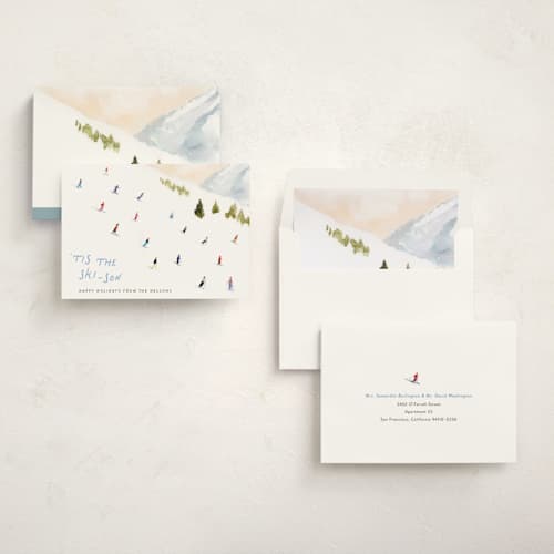 This is a snow non photo holiday cards with standard by Lindsay Megahed called tis the skison printing on signature in standard
