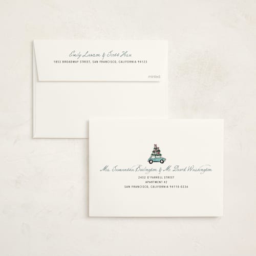 This is a arctic non photo holiday cards with standard by Cass Loh called festive errands printing on signature in standard