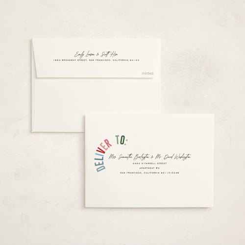 This is a snow non photo holiday cards with standard by Pixel and Hank called holiday three printing on signature in standard