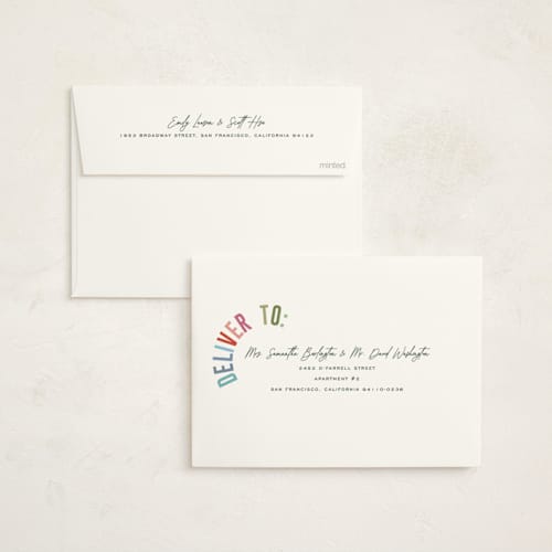 This is a fern non photo holiday cards with standard by Pixel and Hank called holiday three printing on signature in standard