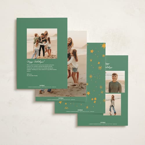 This is a pine non photo holiday cards with standard by Joanna Rosado called deck the hall printing on signature in standard