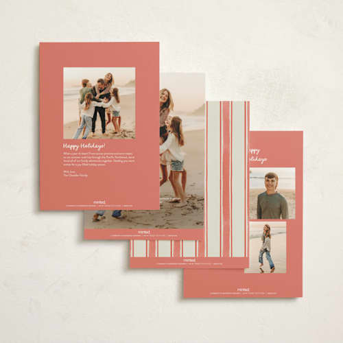 This is a cherry non photo holiday cards with standard by Elly called festive stripes printing on signature in standard