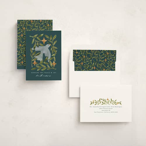 This is a juniper non photo holiday cards with standard by Amy Kross called finding the light printing on signature in standard