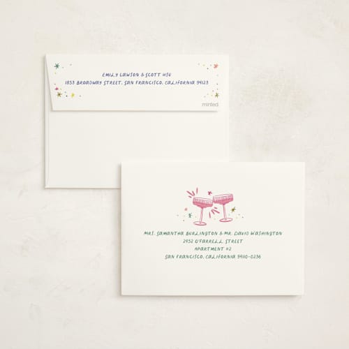 This is a champagne non photo holiday cards with standard by Jenna Holcomb called nye printing on signature in standard