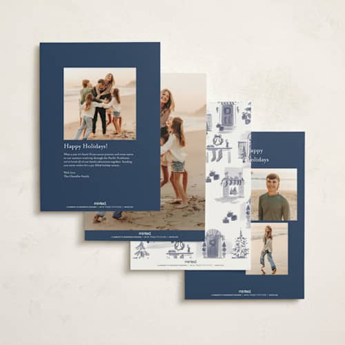 This is a wintersky non photo holiday cards with standard by Rebecca Durflinger called holiday home toile printing on signature in standard