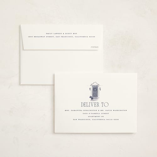 This is a wintersky non photo holiday cards with standard by Rebecca Durflinger called holiday home toile printing on signature in standard