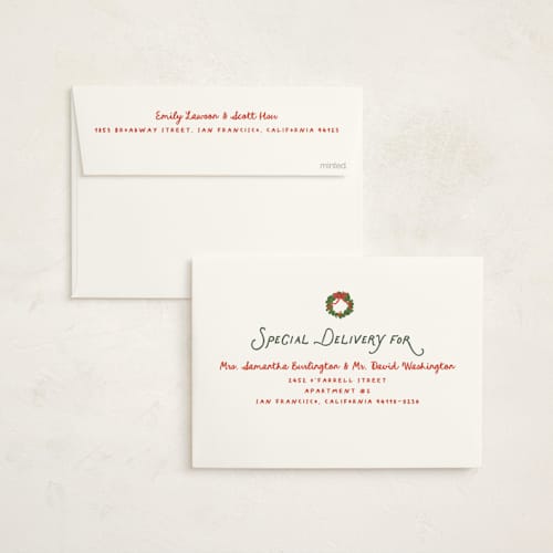 This is a eggnog non photo holiday cards with standard by Creo Study called ho ho home printing on signature in standard