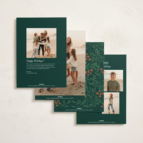 This is a pine non photo holiday cards with standard by Amy Kross called festive blooms printing on signature in standard