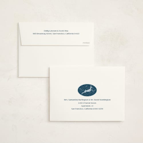 This is a evening non photo holiday cards with standard by Paper Sun Studio called frosty forest printing on signature in standard
