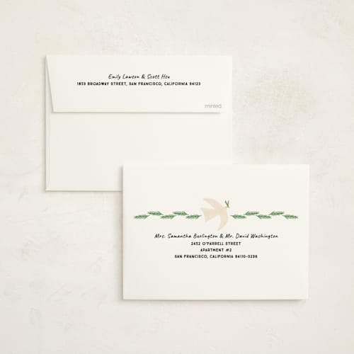 This is a coal non photo holiday cards with standard by Erika Firm called california doves printing on signature in standard