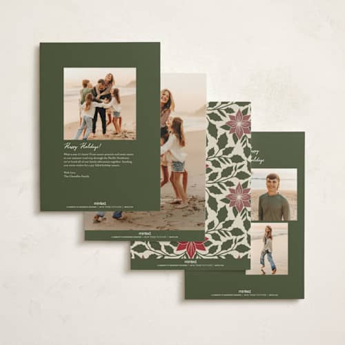 This is a evergreen non photo holiday cards with standard by Katharine Watson called holly frame printing on signature in standard