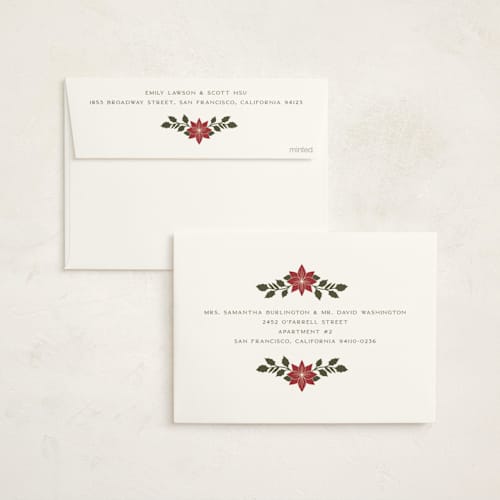 This is a evergreen non photo holiday cards with standard by Katharine Watson called holly frame printing on signature in standard