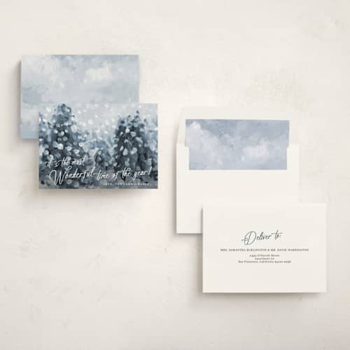 This is a wintermint non photo holiday cards with standard by Lindsay Megahed called wonderful time printing on signature in standard