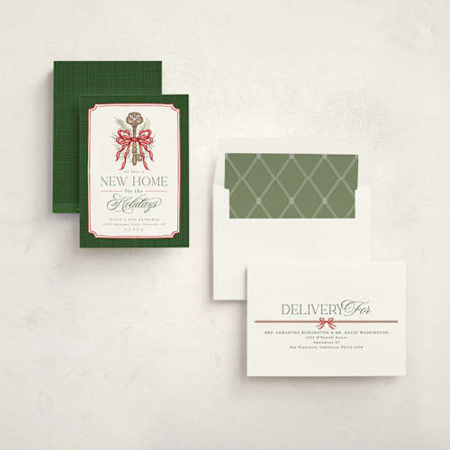This is a evergreen non photo holiday cards with standard by Erin L. Wilson called roland park printing on signature in standard