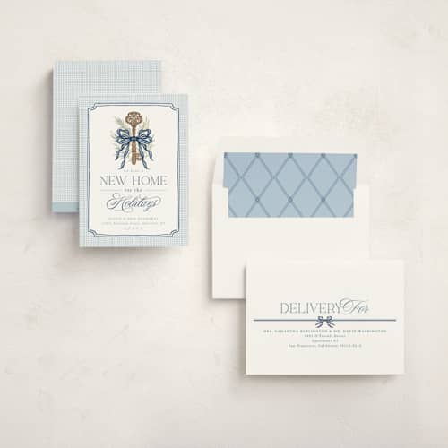 This is a powder non photo holiday cards with standard by Erin L. Wilson called roland park printing on signature in standard