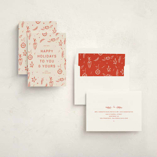 This is a tomato non photo holiday cards with standard by Ani Somi called happy little holidays printing on signature in standard