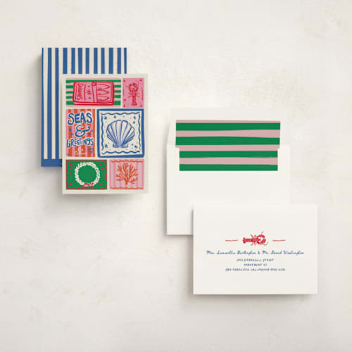 This is a cerulean non photo holiday cards with standard by Jenna Holcomb called seas printing on signature in standard