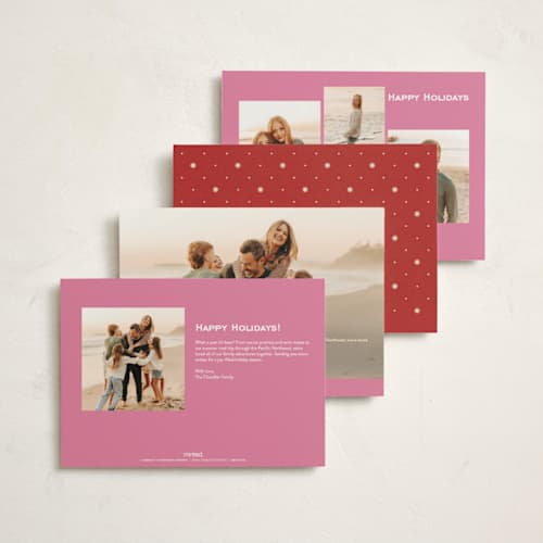 This is a ribbon candy non photo holiday cards with standard by Wildfield Paper Co called retro candy stripe printing on signature in standard