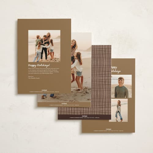 This is a spice non photo holiday cards with standard by Leah Bisch called gingham ribbon printing on signature in standard