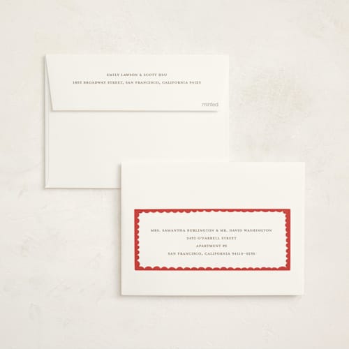 This is a wintermint non photo holiday cards with standard by Teju Reval called greetings from santa printing on signature in standard
