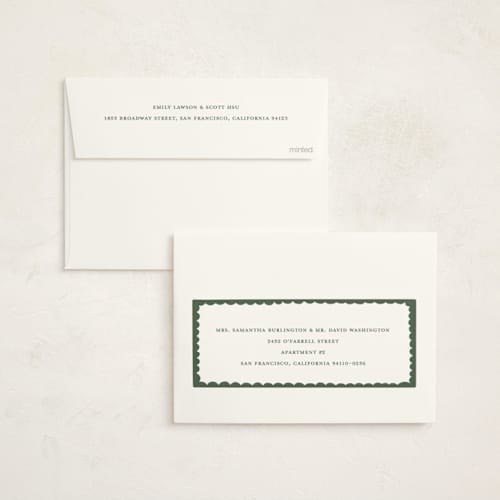 This is a candy cane non photo holiday cards with standard by Teju Reval called greetings from santa printing on signature in standard