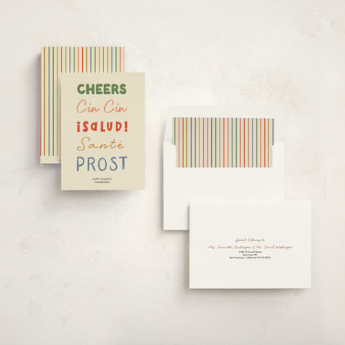 This is a retro non photo holiday cards with standard by Helena Vitto called cheers to all printing on signature in standard