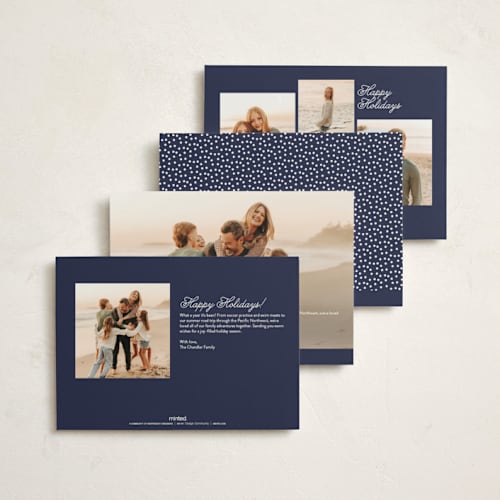 This is a blueberry non photo holiday cards with standard by Sarah Brown called joy wreath printing on signature in standard