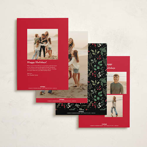 This is a holly berry new year photo cards with standard by Susan Moyal called festive holiday printing on signature in standard
