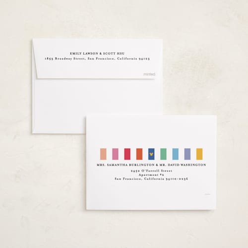 This is a rainbow new year photo cards with standard by Creo Study called disney's mickey magical and cheerful printing on recycled smooth signature in standard
