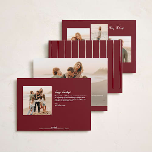 This is a creme new year photo cards with standard by Owl and Toad called adventure printing on recycled smooth signature in standard