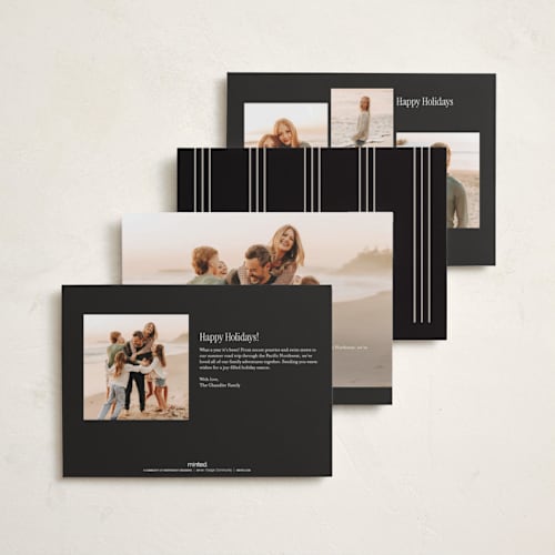 This is a charcoal new year photo cards with standard by Cindy Reynolds called primrose hill printing on recycled smooth signature in standard
