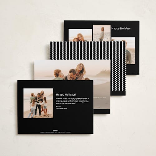 This is a onyx new year photo cards with standard by Robert and Stella called pretty please printing on recycled smooth signature in standard