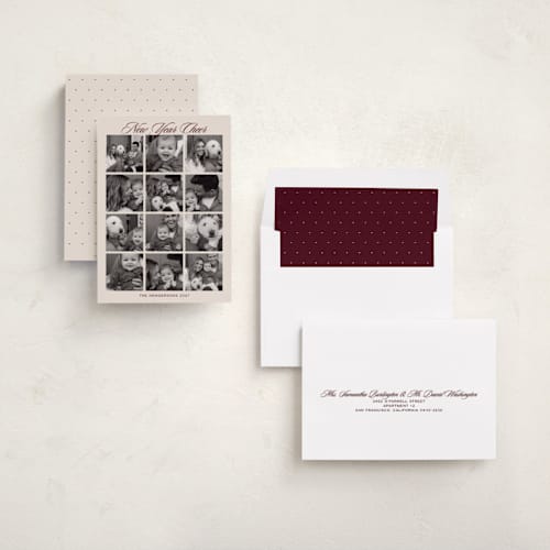 This is a clove new year photo cards with standard by Ani Somi called the grid printing on recycled smooth signature in standard