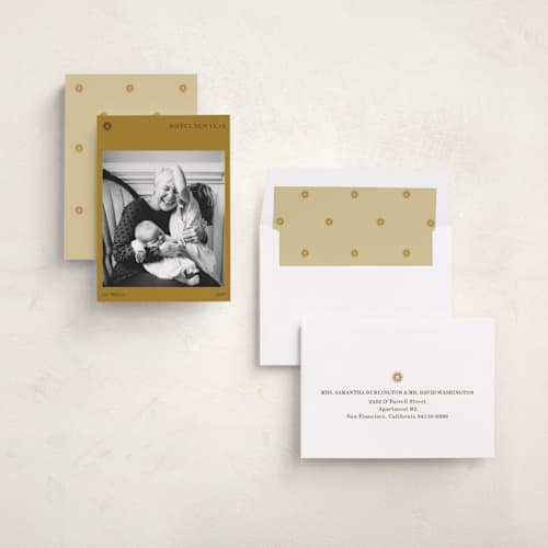This is a sunny new year photo cards with standard by Sumak Studio called little sun printing on recycled smooth signature in standard
