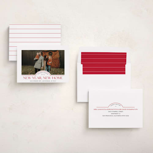 This is a scarlet new year photo cards with standard by Iveta Angelova called new home printing on recycled smooth signature in standard