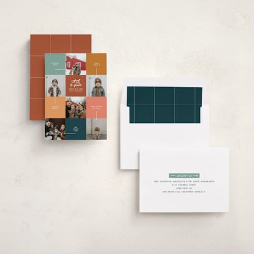 This is a retro new year photo cards with standard by elithing called year in review printing on recycled smooth signature in standard