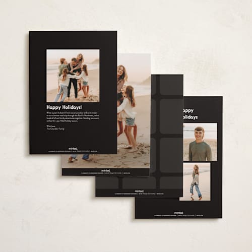 This is a black coffee new year photo cards with standard by Meggy Masters called contact sheet printing on recycled smooth signature in standard