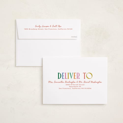 This is a rainbow new year photo cards with standard by Creo Study called bold n bright printing on recycled smooth signature in standard
