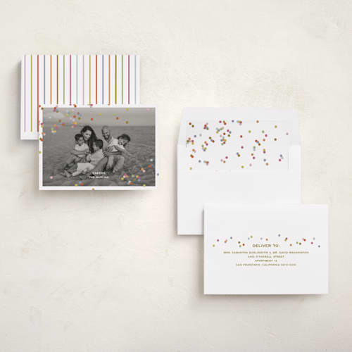 This is a gumdrop new year photo cards with standard by Ellen Schlegelmilch called fallen confetti printing on recycled smooth signature in standard