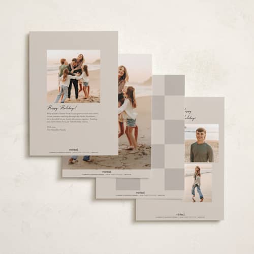 This is a taupe new year photo cards with standard by Lisa McLean called contemporary printing on recycled smooth signature in standard