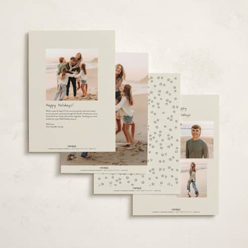 This is a champagne new year photo cards with standard by frau brandt called new year fun printing on recycled smooth signature in standard