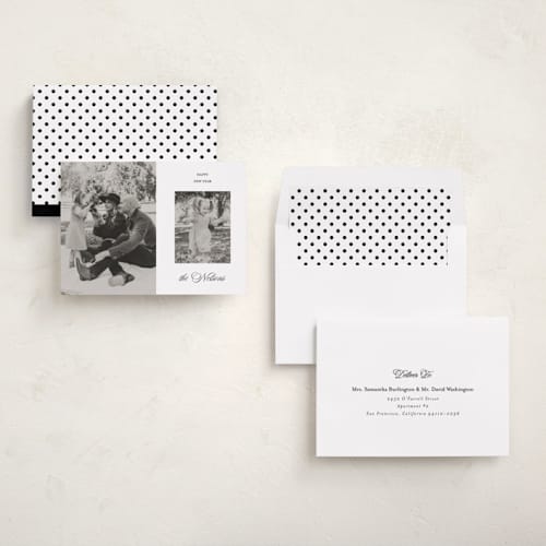 This is a snow new year photo cards with standard by AK Graphics called double printing on recycled smooth signature in standard