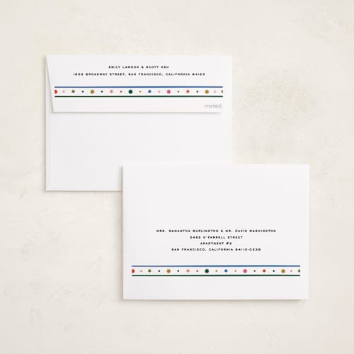 This is a confetti new year photo cards with standard by Jennifer Lew called stars & sun printing on recycled smooth signature in standard