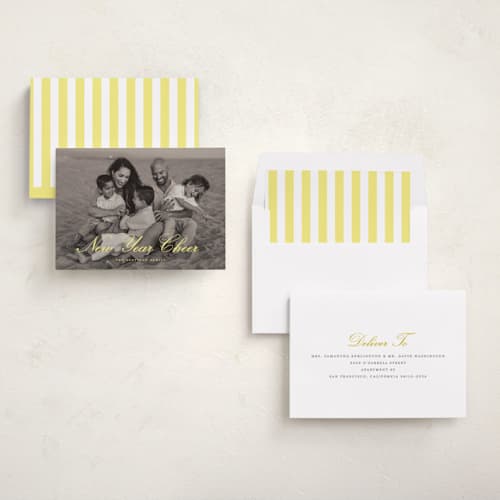 This is a sun new year photo cards with standard by Ashley Iwafuchi called fresh year printing on recycled smooth signature in standard