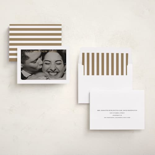 This is a caramel new year photo cards with standard by Annie Chan called white border printing on recycled smooth signature in standard