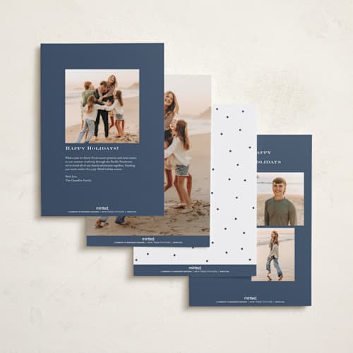 This is a blue spruce new year photo cards with standard by Yuliya Evseeva called little bow printing on recycled smooth signature in standard