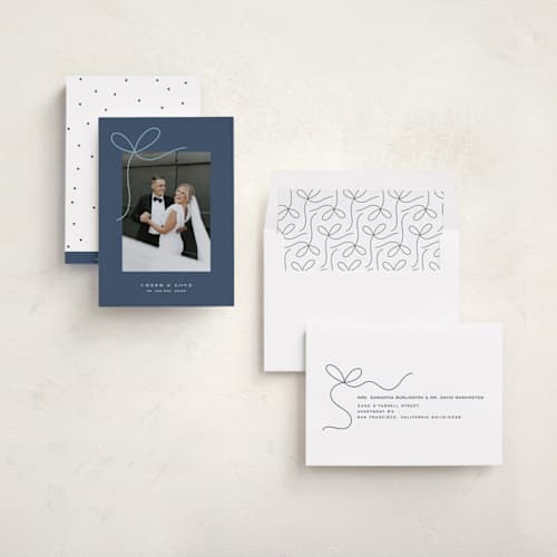 This is a blue spruce new year photo cards with standard by Yuliya Evseeva called little bow printing on recycled smooth signature in standard