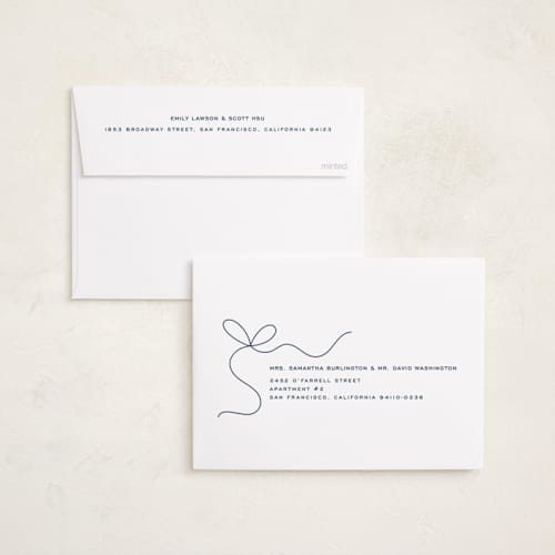 This is a blue spruce new year photo cards with standard by Yuliya Evseeva called little bow printing on recycled smooth signature in standard