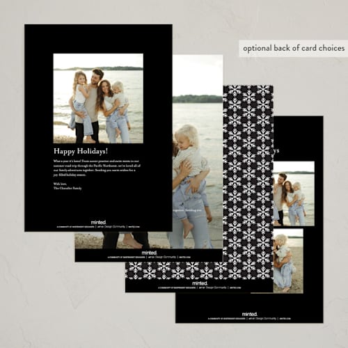This is a penguin new year photo cards with standard by Michelle Taylor called scattered gallery printing on recycled smooth signature in standard